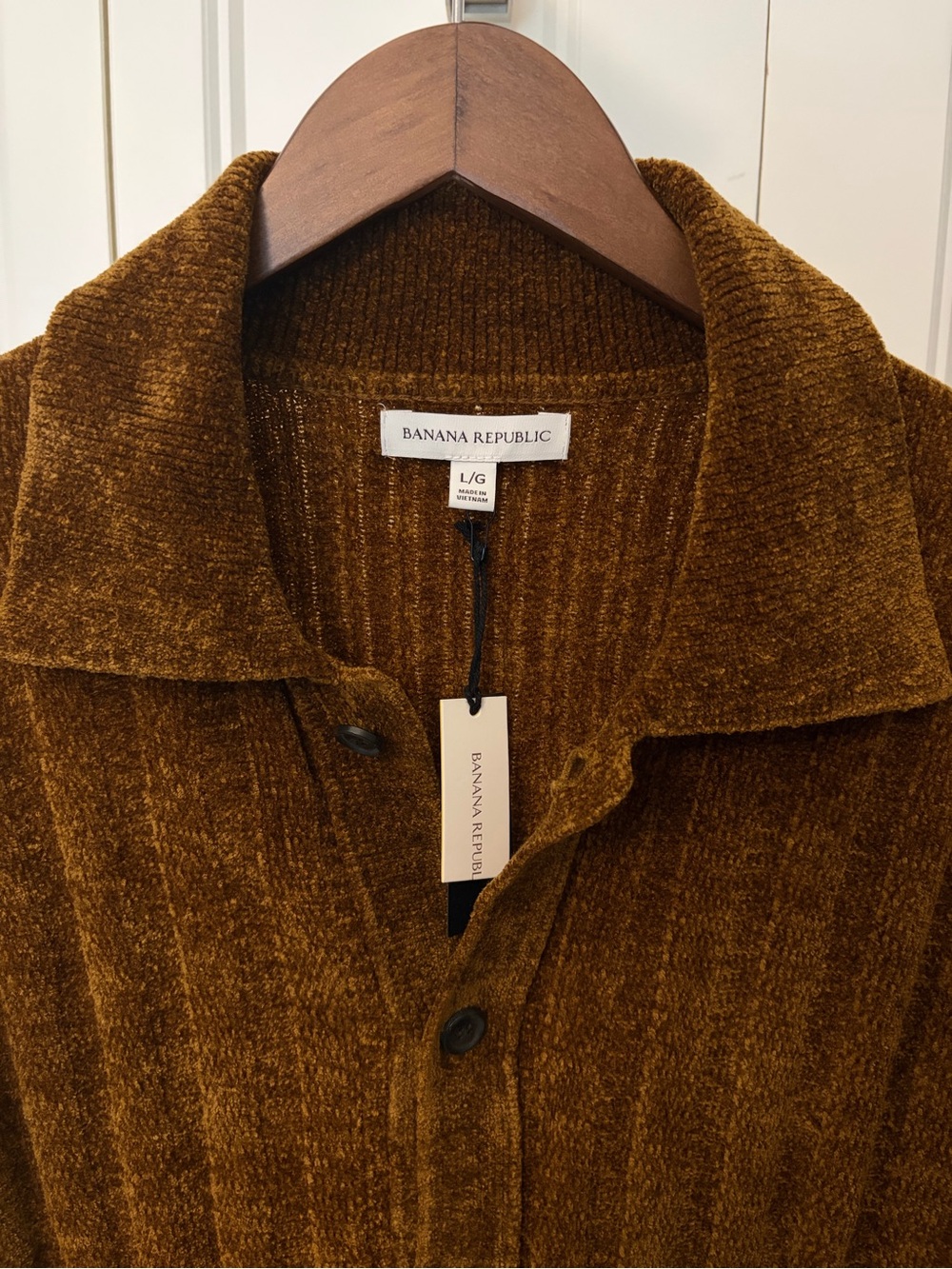 Banana Republic Marten Brown Chenille Polo Cardigan
